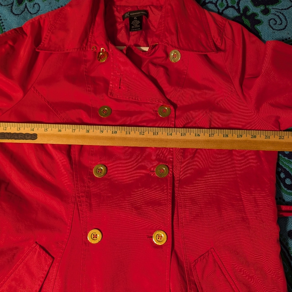 International Concepts Pink Trench Coat with Gold Buttons Size XL - Picture 8 of 10